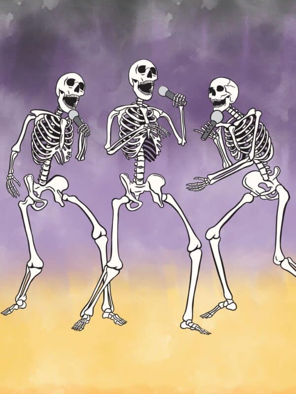 Halloween ombre and singling skeletons