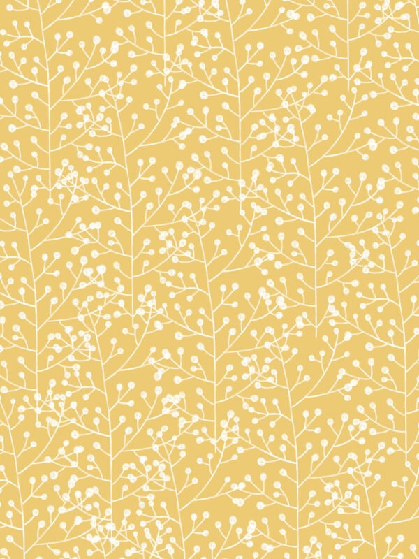 yellow botanical pattern wall print