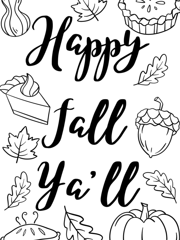 happy fall yall coloring page