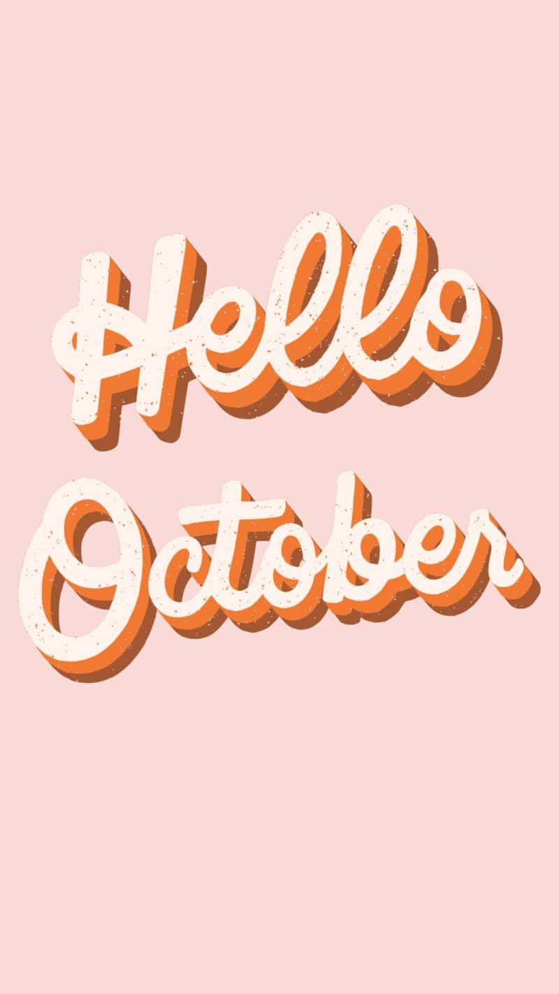 Hello October pink vintage wall print