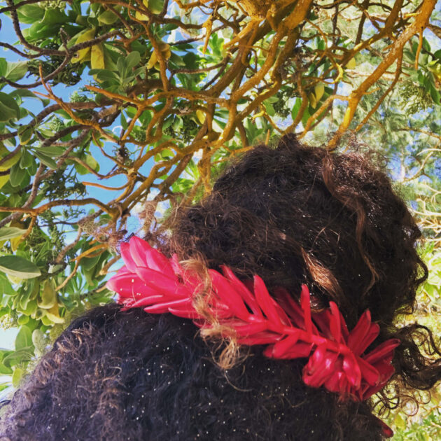 a protective hair style style at the beach