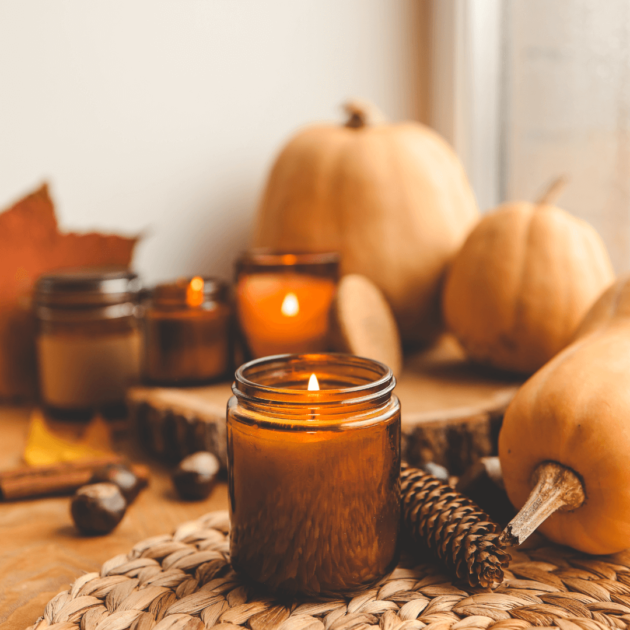 a fall scented candle for a cozy date night at home