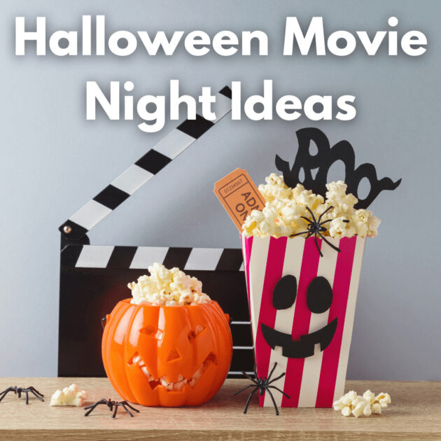 Halloween movie bucket with popcorn