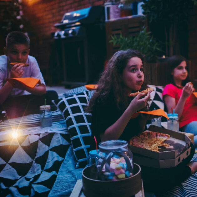an outdoor Halloween movie night