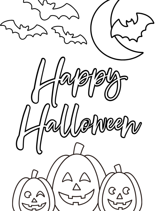 Happy Halloween coloring page for kids