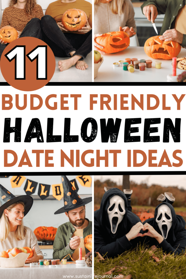 couples dressed in costumes, decorating pumpkins and making crafts