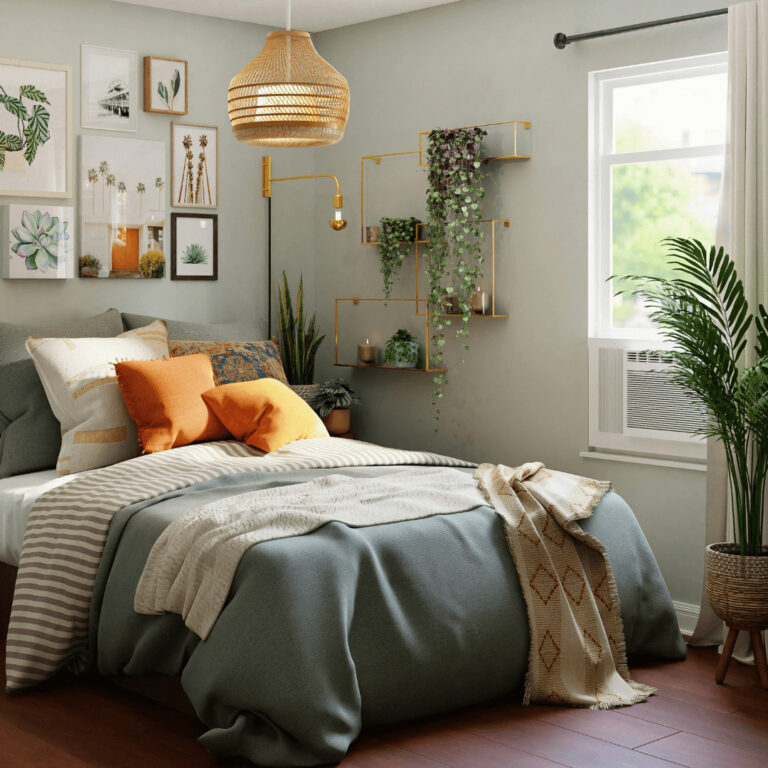 a small bedroom with minimalist decor