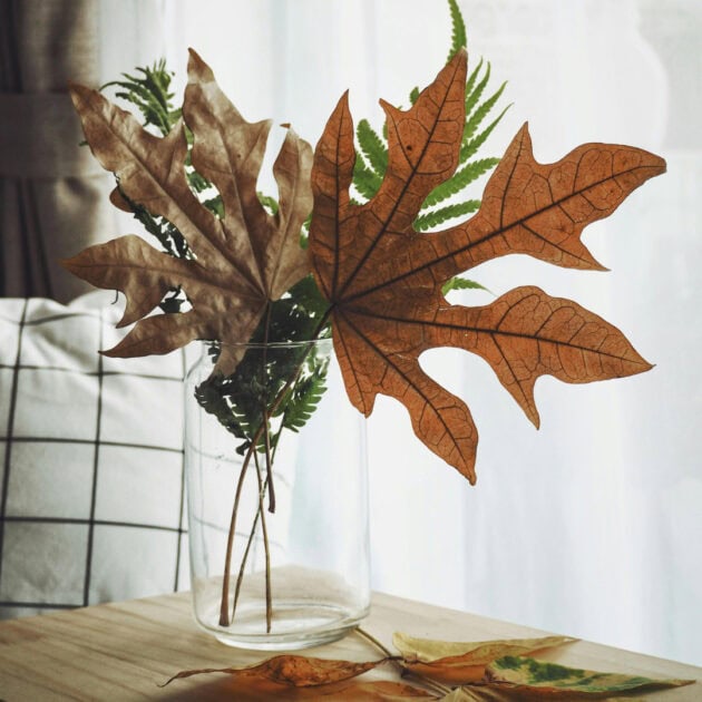 leaf bouquet as a fall centerpiece