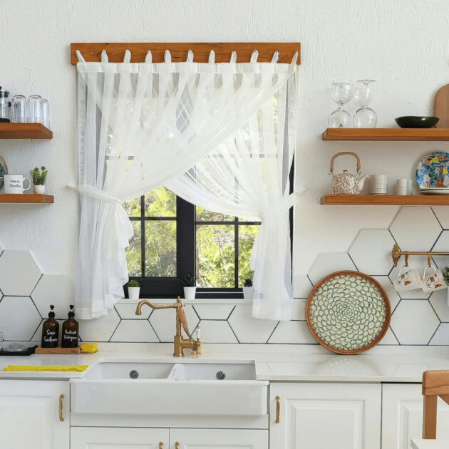 white curtains