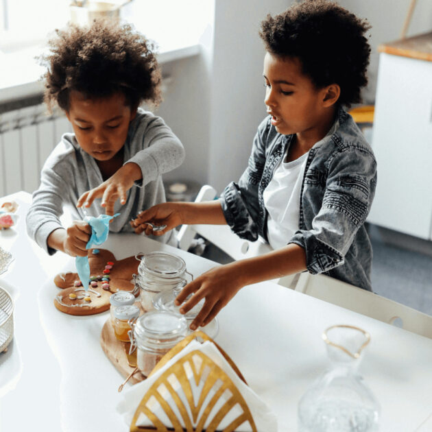 kids making cookies for their celebration