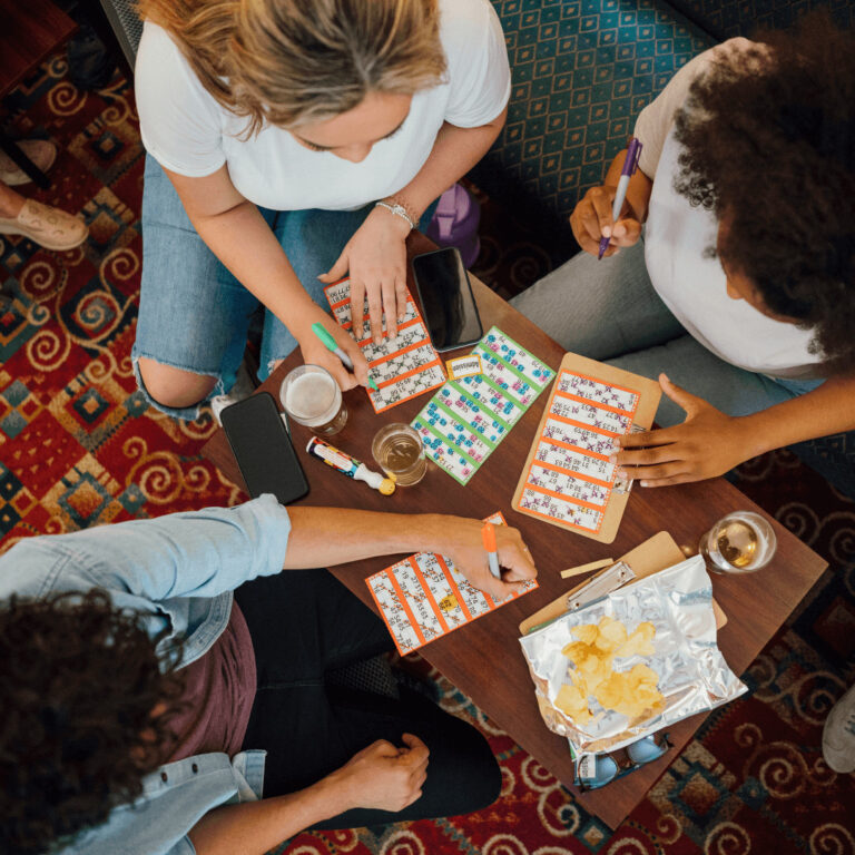 family playing a Thanksgiving game