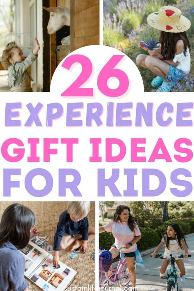 gifts for kids like riding bikes, making scrapbooks and going to a farm to celebrate