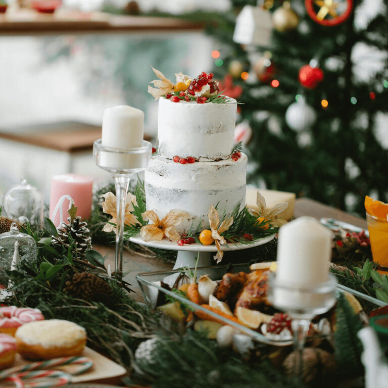 an elegant Christmas dinner party