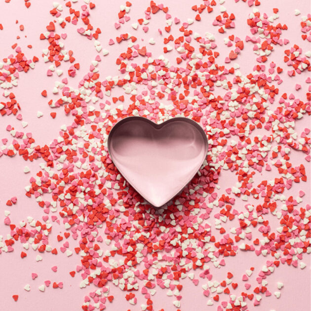 heart shaped cookie cutter and sprinkles