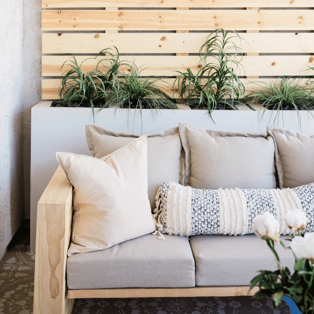 pallet privacy wall and plants for privacy on patio