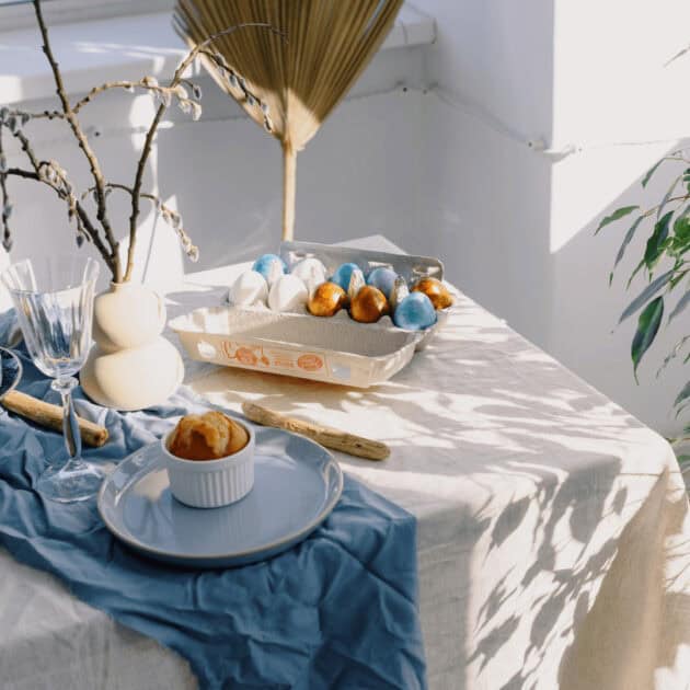 white and blue Easter decor