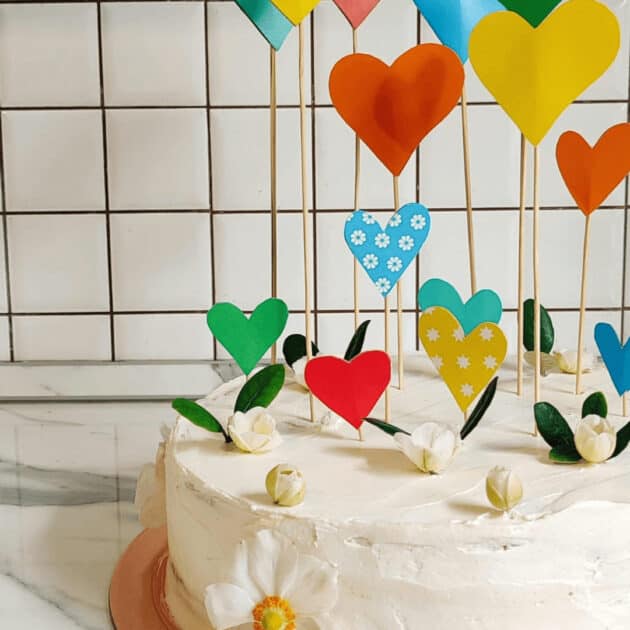 heart cut outs on birthday cake design