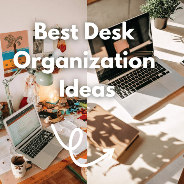 before and after cleaning desk