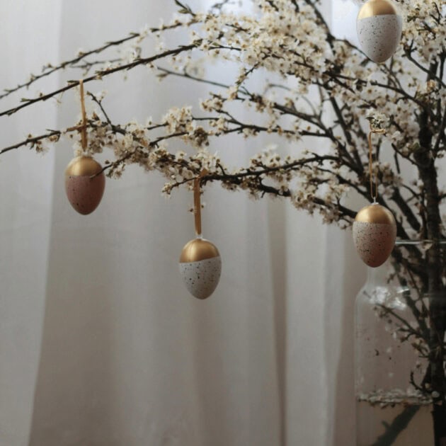 painted eggs on a spring tree centerpiece