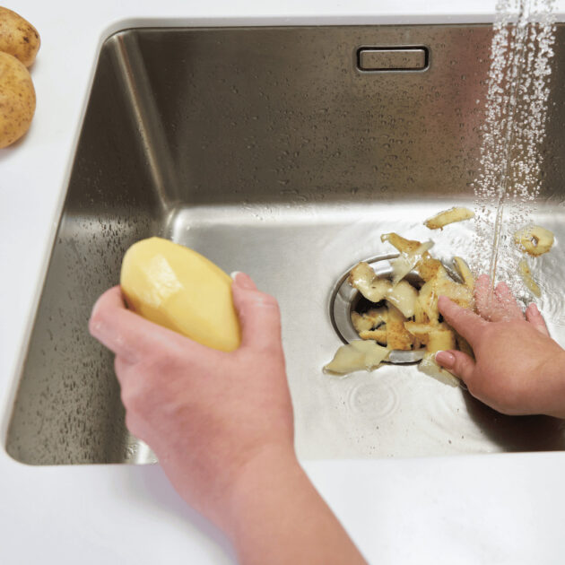 potatoes in a garbage disposal