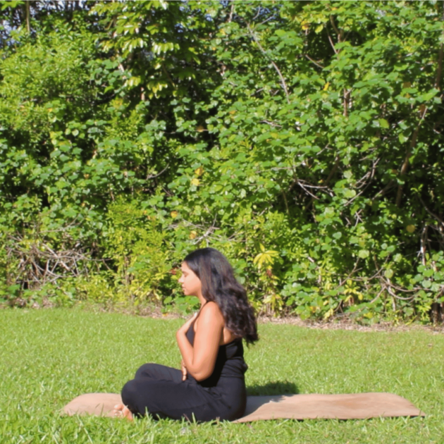 yoga breathing exercise in a seated position