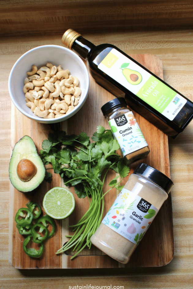 ingredients for cilantro lime creama recipe