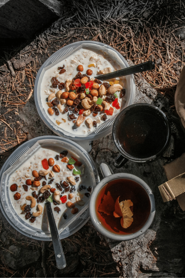 cereal at a campsite