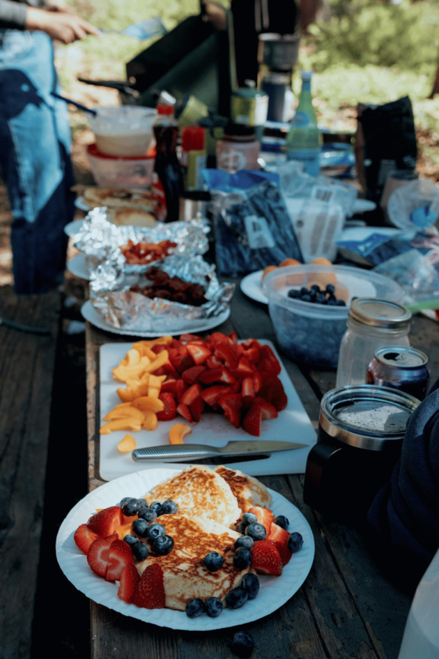 Camping breakfast for a large group
