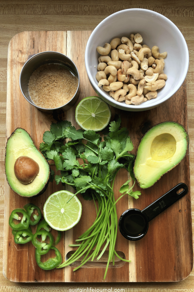 prepped ingredients for cilantro lime creama recipe