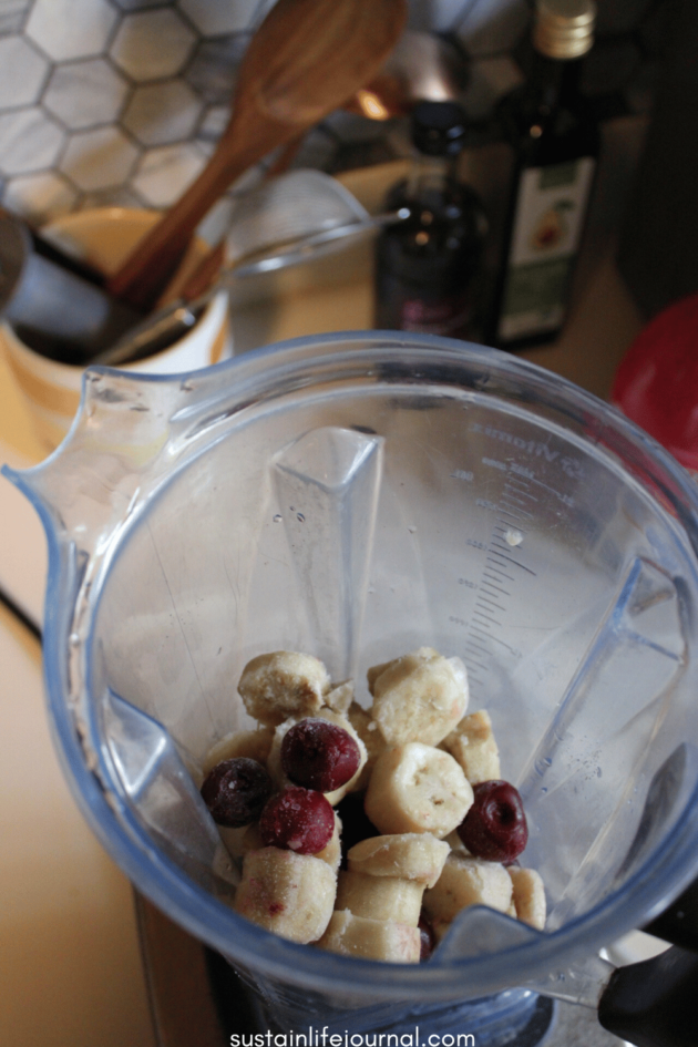 frozen fruit in blender