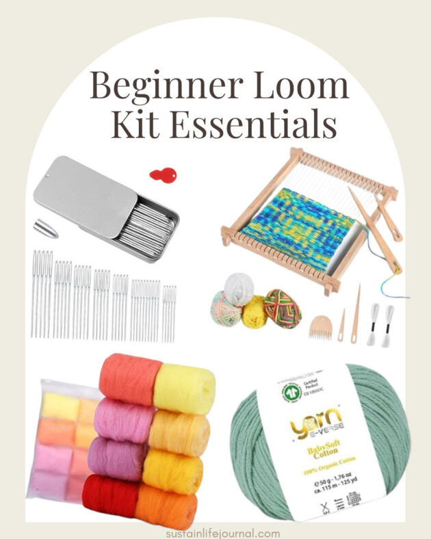 weaving needles, beginner loom kit, and weaving yarn