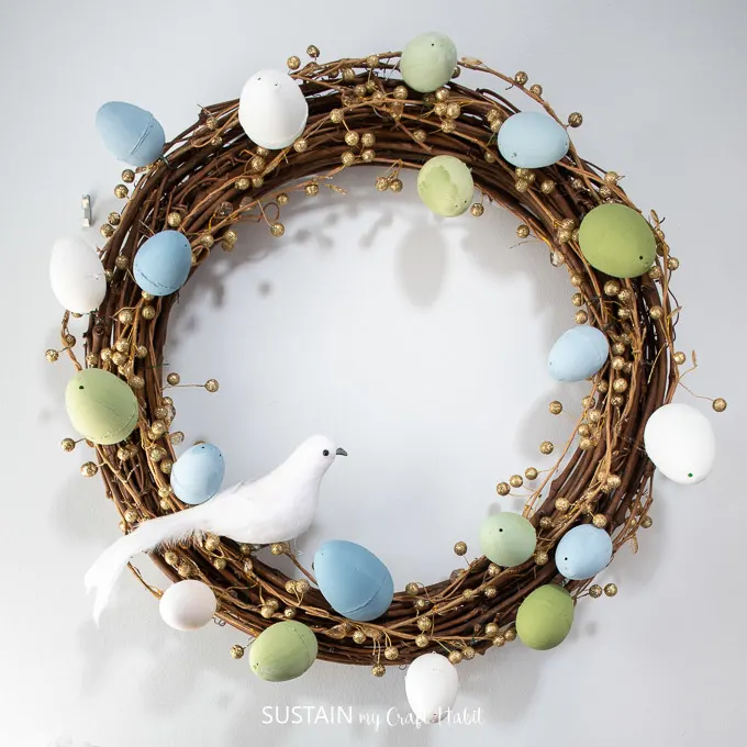 diy easter wreath with upcycled plastic eggs