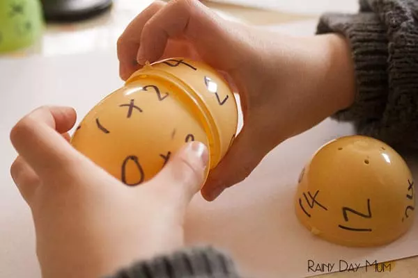 plastic egg easter time tables practice