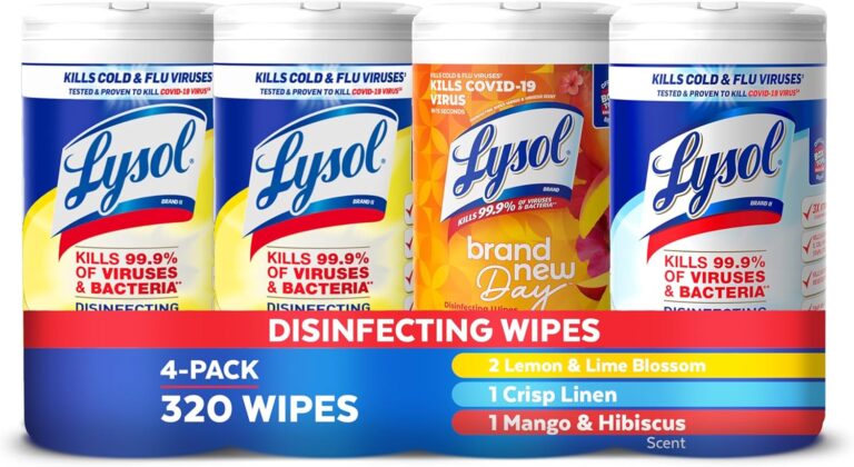 Lysol disinfecting wipes, three scents, 320 total wipes.