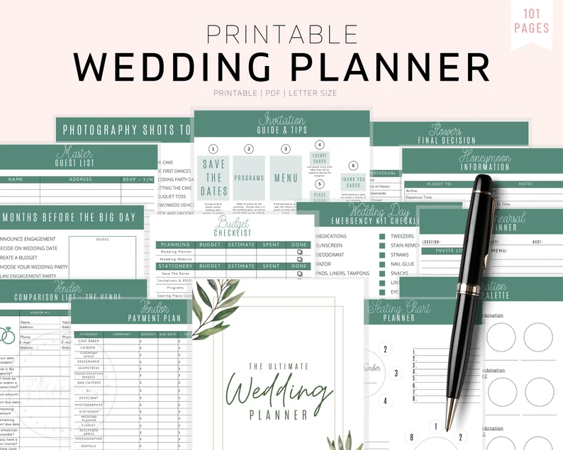 printable wedding planner