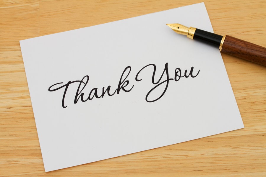 writing a thank you note