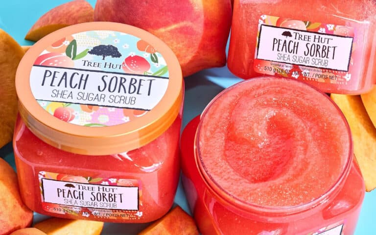 Peach sorbet shea sugar scrub jars