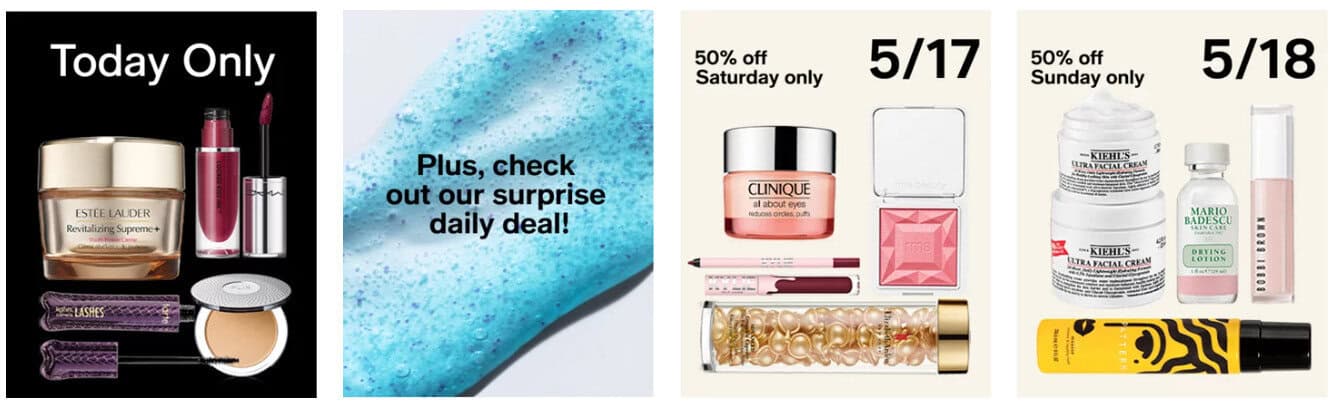 Beauty products flash sale May 17-18, daily deals.