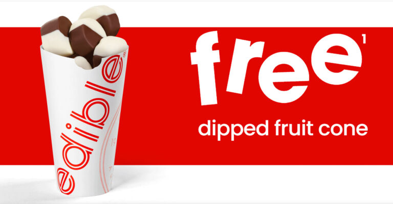 Free dipped fruit cone offer from Edible.