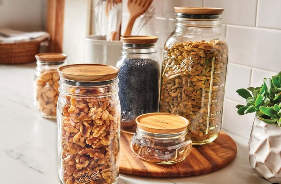 ball jar wooden storage lids