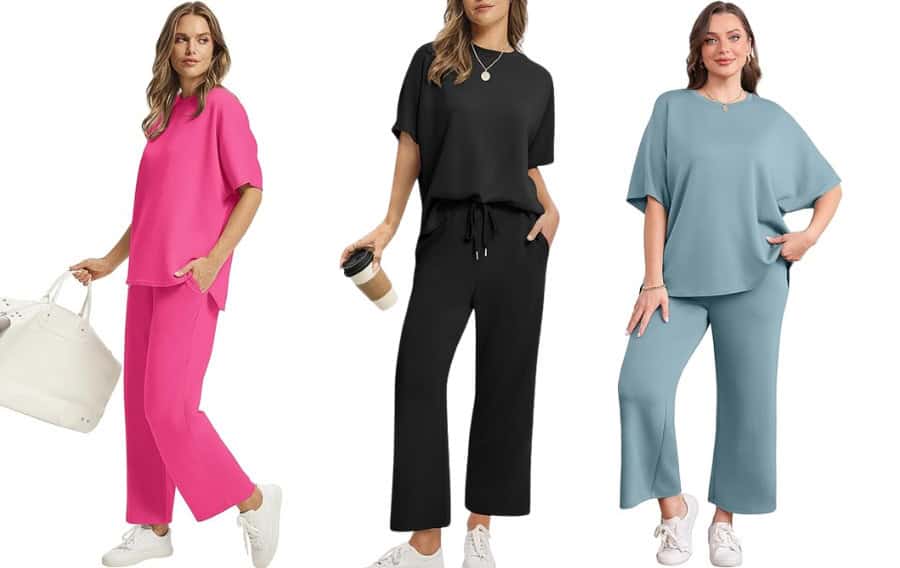 Women modeling colorful casual outfits