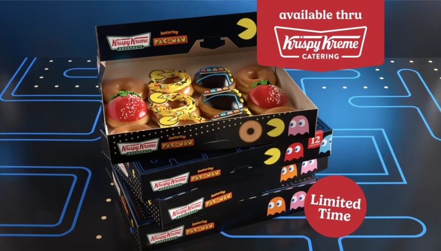 Pac-Man themed Krispy Kreme donuts limited edition.