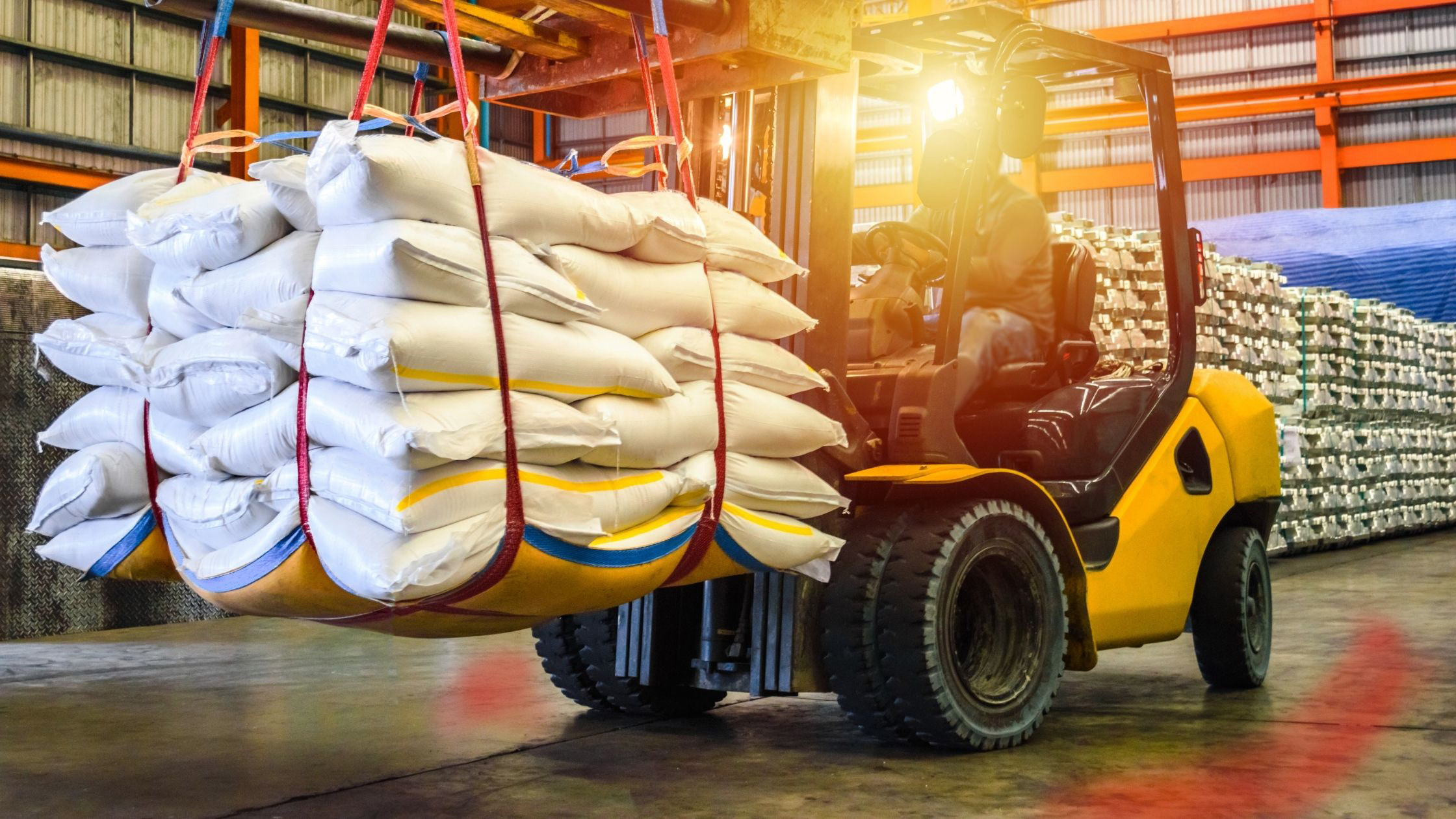 forklift with red halo zone