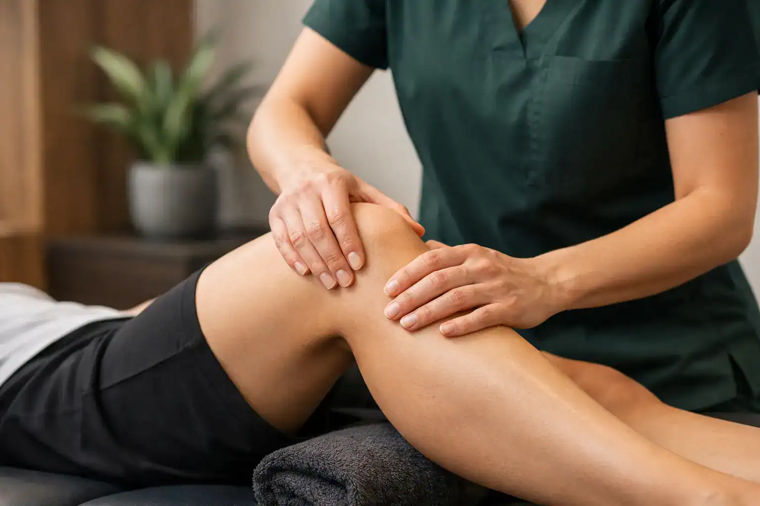 Physiotherapeutische Behandlung des Knies bei Tamedes Körperwerkstatt.