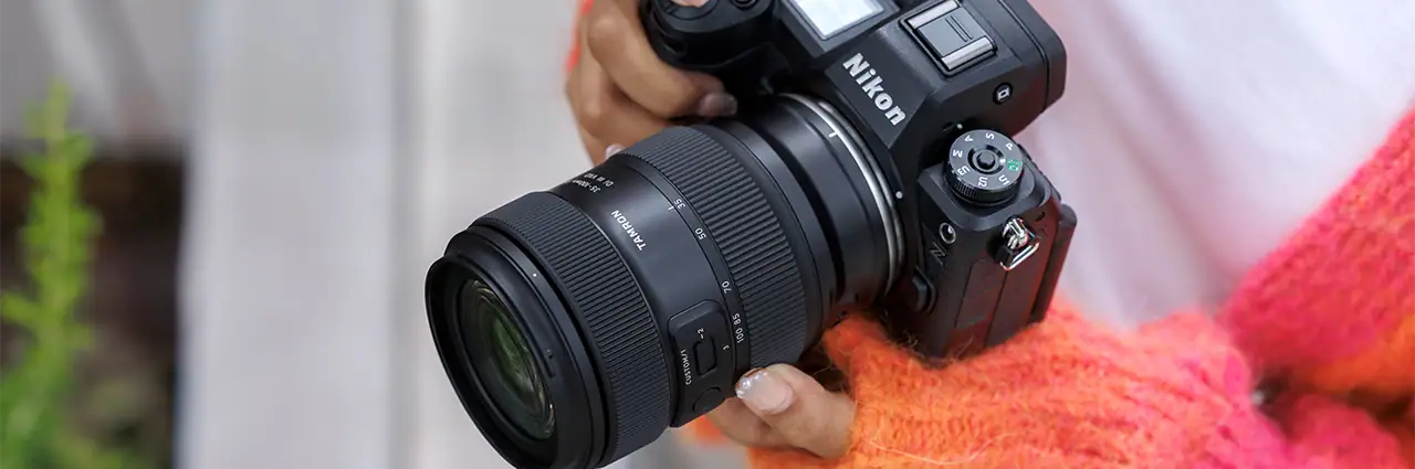 Tamron 35-100mm F/2.8 Di III VXD lens mounted on a Nikon Z mirrorless camera for portrait and event photography.