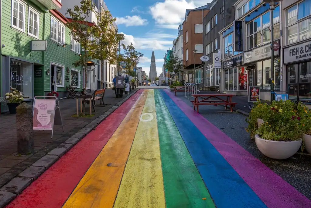 Vibrant Rainbow Road in Reykjavik