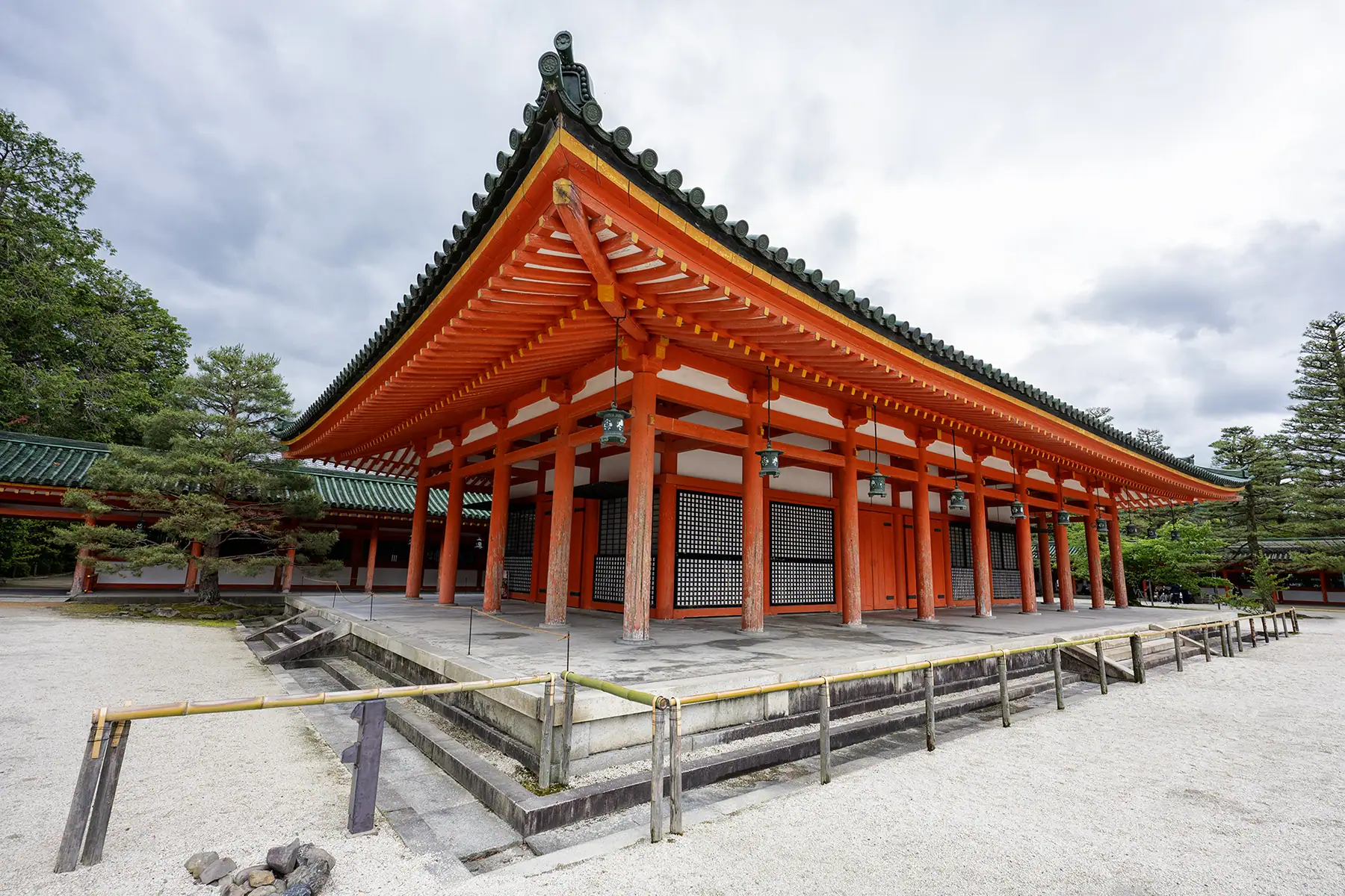 Corner view of a Japanese temple