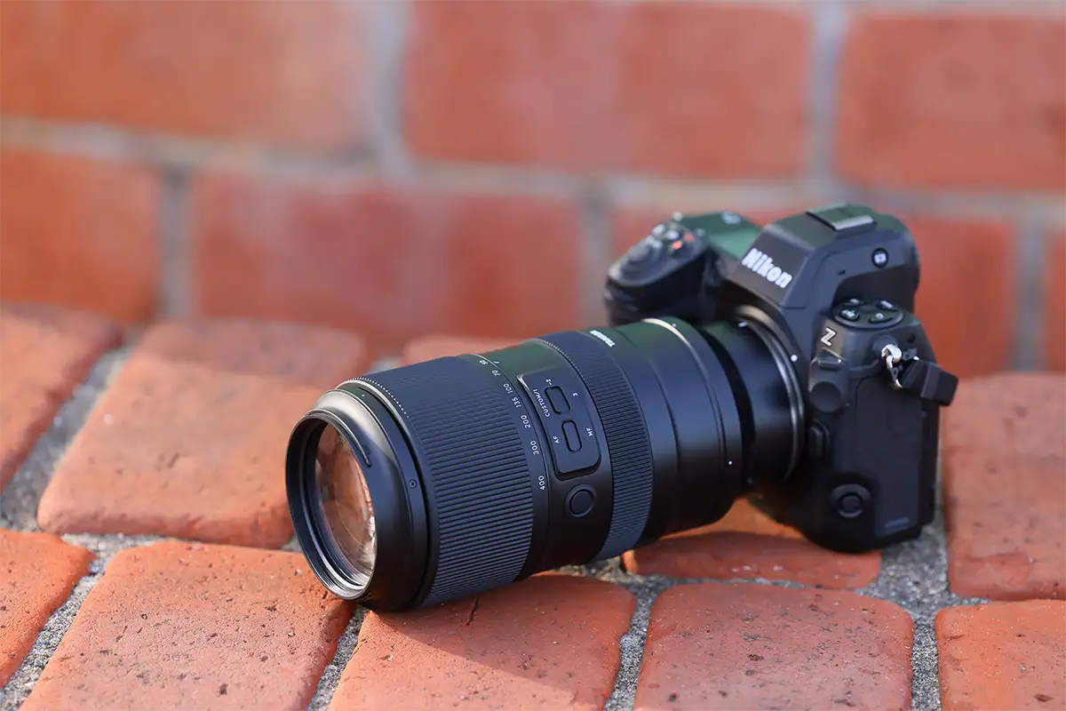 Tamron 50-400mm F/4.5-6.3 Di III VC VXD (Model A067) super-telephoto zoom lens on a Nikon Z mirrorless camera.