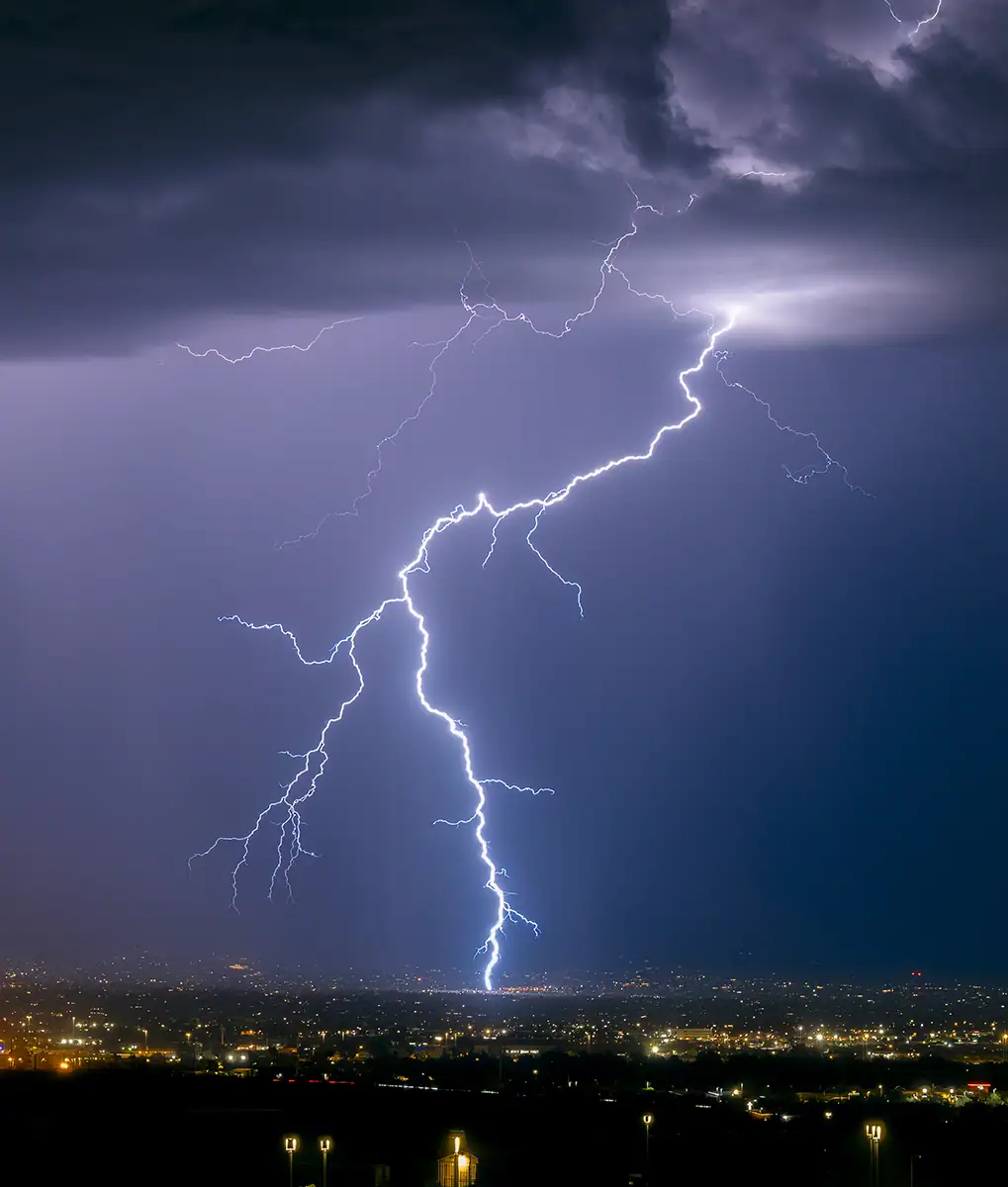 Lightning storm in Tucson during monsoon season.