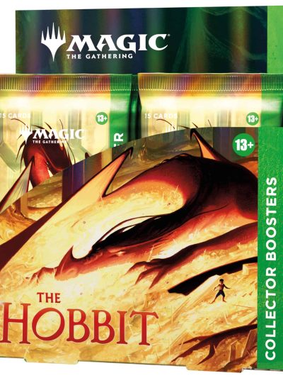 The Hobbit collector booster box with 12 packs and foil topper card.